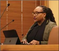  ?? (Arkansas Democrat-Gazette/Colin Murphey) ?? Rep. Vivian Flowers, D-Pine Bluff, addresses a meeting of the House Committee on Judiciary at the state Capitol in Little Rock on Tuesday.