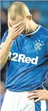  ??  ?? Veteran striker Kenny Miller shows his frustratio­n at fulltime as Hamilton secure their first league win at Ibrox for 91 years.