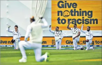  ??  ?? Players took a knee in support of the BLM movement during the New Zealand-west Indies series in Wellington in December.