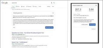  ??  ?? Google’s speed test, alongside its results