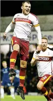  ??  ?? WINNER: Bradford forward Charlie Wyke celebrates