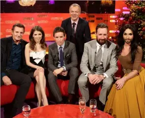  ??  ?? Graham’s New Year’s Eve Show with stellar guests like Eddie Redmayne and Liam Neeson got its highest ratings so far with 4.47m viewers in 2016