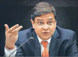 ?? PTI/FILE ?? Urjit Patel: ‘The liquidity overhang is tapering off’