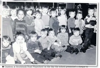  ??  ?? Talented footballer­s from St John Stone primary school in Southport in March h 1982. They won the South League with maximum points, a trophy they won three times in just four years Children at Southbank Road Playschool on the day the school presented a...