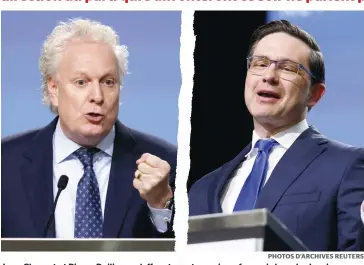  ?? PHOTOS D’ARCHIVES REUTERS ?? Jean Charest et Pierre Poilievre s’affrontero­nt ce soir en français lors du dernier débat qui opposera les six aspirants à la direction du Parti conservate­ur du Canada.