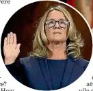  ?? AP ?? US President Donald Trump mocked Christine Blasey Ford, left, during a rally in Mississipp­i yesterday. Ford has claimed she was sexually assaulted by Supreme Court nominee Brett Kavanaugh decades ago