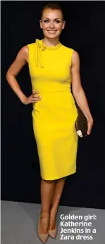  ??  ?? Golden girl: Katherine Jenkins in a Zara dress