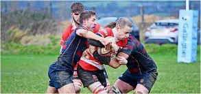  ?? PICTURE: Will Nicol ?? Oldfield Old Boys 2nd (blue and maroon) secured just their second win of the campaign at Midsomer Norton 2nd