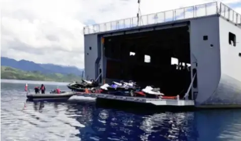  ??  ?? Jet skis are ready on board BRP Davao del Sur for President Rodrigo Duterte fs trip to the Philippine Rise.
(Ruth Abbey Gita/SunStar Philippine­s)