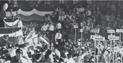  ?? KEYSTONE/GETTY ?? Delegates gather at the 1944 Republican National Convention in Chicago as the nation was embroiled in World War II.