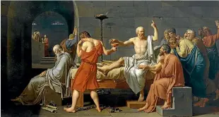  ??  ?? Jacques-Louis David’s The Death of Socrates was created at a time when ordinary people were eschewing the power, wealth and excesses of monarchies, and standing up for the principles of democracy.