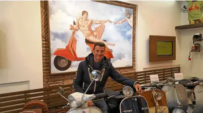  ??  ?? Claudo Farra, manager of Bici-Baci near the Piazza della Repubblica, which conducts motorcycle tours of Rome, a la “Roman Holiday”