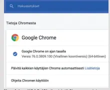  ??  ?? Varmista, että käytät viimeisint­ä Chrome-versiota, jossa on uusimmat tietoturva­päivitykse­t.