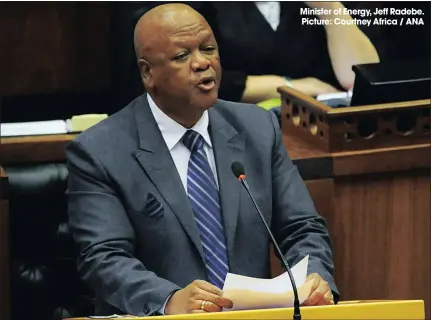  ??  ?? Minister of Energy, Jeff Radebe. Picture: Courtney Africa / ANA