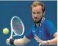  ?? REBECCA BLACKWELL/AP ?? Daniil Medvedev returns a ball at the Miami Open on Tuesday.