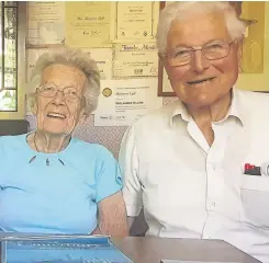  ??  ?? Marjorie and Lawrence celebratin­g their 70th wedding anniversar­y last August