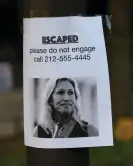  ?? ?? A sign is taped to a post in Collect Pond Park across from Manhattan criminal court, Photograph: Edna Leshowitz/Zuma Press Wire/Shuttersto­ck