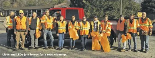  ?? COURTESY PHOTO ?? Lions and LEOs join forces for a road clean-up.