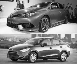  ?? Jodi Lai / Driving, Handout / Toyota ?? The 2016 Scion iM, top, and 2016 Toyota Yaris Sedan.