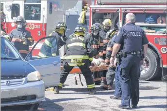  ?? FRAM DINSHAW/THE NEWS ?? Students learned the dangers of drinking and driving during a mock accident scenario held at North Nova Education Centre on Thursday.