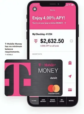  ?? T-MOBILE ?? T-Mobile Money has no minimum balance requiremen­ts.