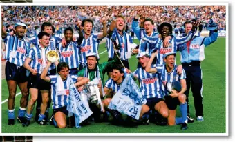  ?? GETTY IMAGES/EMPICS ?? Head boy: Houchen (main) heads past Ray Clemence to draw Coventry level at Wembley and send the FA Cup final to extra time and (above) the Sky Blues players celebrate a famous 3-2 win with Steve Ogrizovic holding the trophy