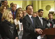  ?? MARC LEVY / AP ?? Attorney General Josh Shapiro of Pennsylvan­ia speaks after legislatio­n to respond to a grand jury report accusing hundreds of Roman Catholic priests of sexually abusing children over decades stalled.