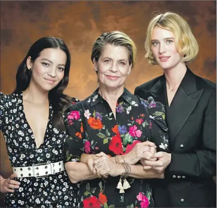  ?? Myung J. Chun Los Angeles Times ?? “I JUST didn’t want to let Sarah Connor down,” says Linda Hamilton, center, with costars Natalia Reyes, left, and Mackenzie Davis.