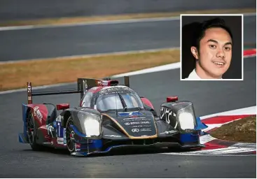  ??  ?? A great start: Malaysia’s Jazeman Jaafar (inset) in action during the Asian Le Mans Series race in Fuji, Japan, on Sunday.