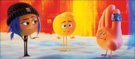  ?? COURTESY OF SONY PICTURES ?? Jailbreak (Anna Faris), Gene (T.J.Miller) and Hi-5 (James Corden) in Columbia Pictures and Sony Pictures Animation’s “The Emoji Movie.”