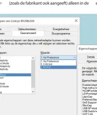  ??  ?? Als je notebook ondanks een goed signaal met je router steeds via de langzamere 2,4GHz-band verbinding maakt, kun je via de eigenschap 'Preferred Band' (tabblad 'Geavanceer­d') instellen dat de 5GHz-band de voorkeur moet krijgen. Blijft die instelling...