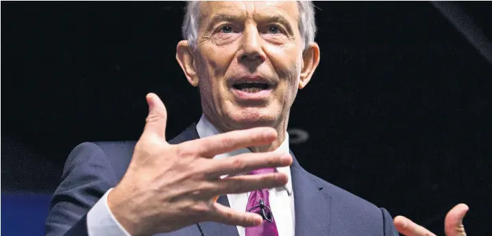  ??  ?? Tony Blair told an Open Britain event in London: ‘The debilitati­on of the Labour Party is the facilitato­r of Brexit. I hate to say that, but it is true. What this means is that we have to build a movement which stretches across party lines’