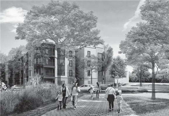  ?? Humphreys & Partners Architects ?? Affordable housing with 80 multi-family units is the first project planned for Buffalo Bayou Park East, developed with federal tax credits in a joint venture.