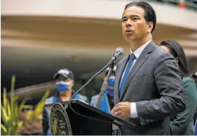  ?? Stephen Lam / The Chronicle ?? The California Department of Justice, under Attorney General Rob Bonta, released state data that shows a 31% increase in homicides from 2019 to 2020.
