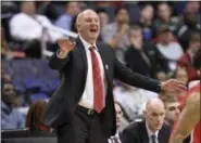  ?? NICK WASS — ASSOCIATED PRESS ?? Ohio State head coach Thad Matta gestures during the second half of a game against Rutgers during the Big Ten tournament in Washington in March.