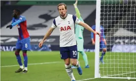  ??  ?? Harry Kane celebrates scoring in Tottenham’s 4-1 victory over Crystal Palace earlier this month - a game the striker was originally not meant to be part of. Photograph: Julian Finney/ Getty Images