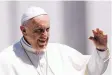  ?? RICCARDO DE LUCA/ASSOCIATED PRESS ?? Pope Francis waves at the end of his weekly general audience in St. Peter’s Square, at the Vatican, on Wednesday.