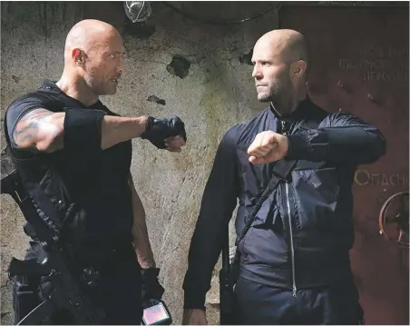  ??  ?? Heroes duke it out in Fast and Furious Presents: Hobbs & Shaw, at Regal Santa Fe 6, Regal Stadium 14, and Violet Crown