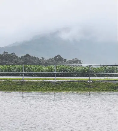  ??  ?? VITAL CONNECTION: Water in Freshwater Creek rose right up to the road as the rain continued to pour down accross the Far North yesterday.