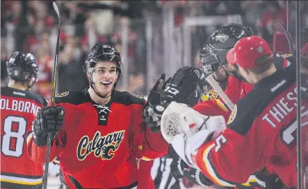  ?? DEREK LEUNG/ GETTY IMAGES ?? The Flames’ Sean Monahan scored the game- winning goal against Arizona Coyotes at Scotiabank Saddledome earlier this week as Calgary defeated the Coyotes 3- 2. It was the sophomore’s eighth game- winner of the season.