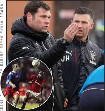  ??  ?? Rangers manager Graeme Murty has fond memories of giant-killing after his York side (inset) beat United