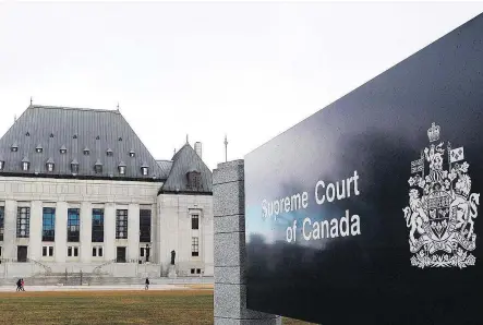  ?? CANADIAN PRESS/SEAN KILPATRICK PHOTO ?? The Supreme Court of Canada in Ottawa