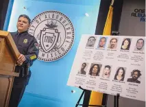  ?? ROBERTO E. ROSALES/ALBUQUERQU­E JOURNAL ?? Albuquerqu­e Police Chief Harold Medina showed some of the department’s most wanted suspects in January as he addressed the Metro warrant backlog.