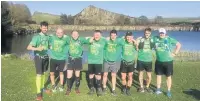  ??  ?? Si Hall, who ran the distance from Manchester to Beirut in 2018, with running friends on Hadrian’s Wall