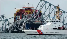  ?? ?? Eingestürz­te Francis Scott Key Brücke in Baltimore
Bild: Steve Helber/AP/picture alliance