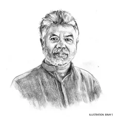  ?? ILLUSTRATI­ON: BINAY SINHA ?? Tamil author Perumal Murugan is back after a two-year hiatus with his book Poonachi or The story of a black goat. He spoke to Sneha Bhattachar­jee on the current status of Dalits and artists in India, his exile and writing