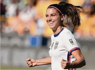  ?? Alfredo Estrella/AFP via Getty Images ?? Co-captain Alex Morgan, 34, will lead the U.S. women’s team in the World Cup tournament starting Friday against Vietnam in what will be the fourth World Cup of her decorated career.