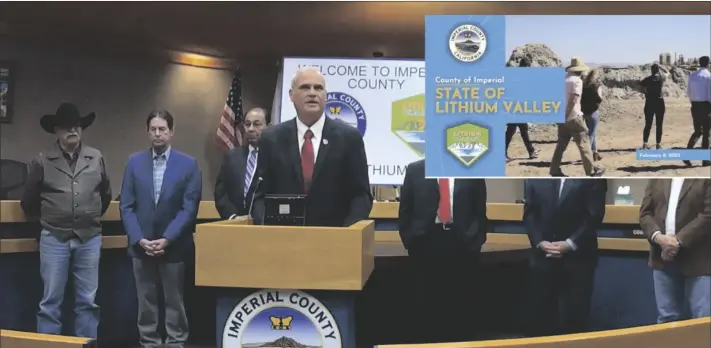  ?? BOOK LIVE RECORDING SCREENSHOT FACE- ?? Screenshot from Imperial County Board of Supervisor­s press conference on Lithium Valley Incentive Program, taken on Tuesday, February 7, in El Centro.