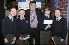  ??  ?? Oylegate NS: Sophie Barron, Cian O’Brien, Paddy Moriarty and Ella Hayden, third in the Under 11 section pictured with Pat O’Shea.