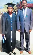  ??  ?? Margareth Phalane and her father, Sebapola Lebotse, at her graduation at the Ndebele College of Education in 1996.